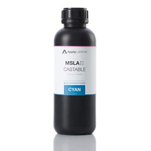 applylabwork msla specialty resins for lcd printers, excellent mechanical properties, high accuracy, no uv post curing, 1 liter, castable cyan