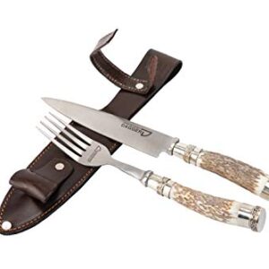 Knife & Fork Set with deer handle traditional made in Argentina Gaucho knife Steak Sets