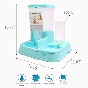 ASENVER 2-in-1 Pet Automatic Feeder Dog Food Water Dispensers with Large Capacity Food Container Gravity Water Bottle (Blue)