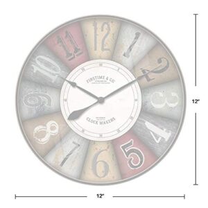 FirsTime & Co. Colorworks Wall Clock, American Designed, Multi-Color, 2 x 12 x 12, (27741), Multicolor