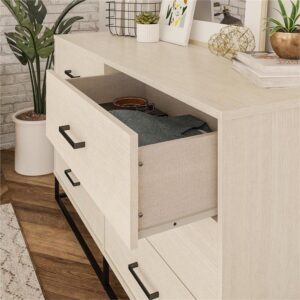 Novogratz Kelly 6 Drawer, Ivory Oak Dresser