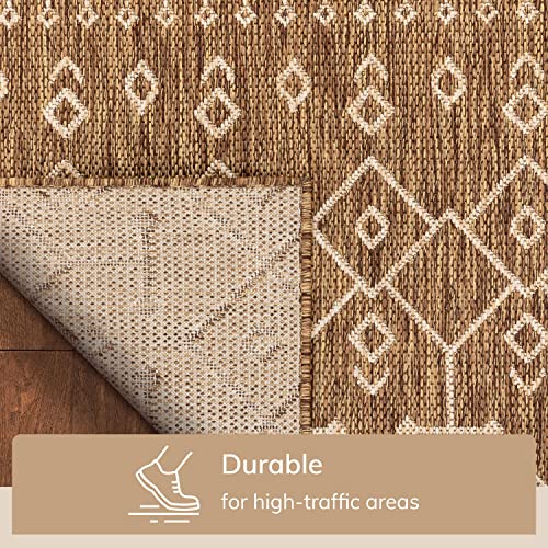 Well Woven Medusa Nord Moroccan Tribal Indoor/Outdoor Brown Flatweave 5'3" x 7'3" Area Rug