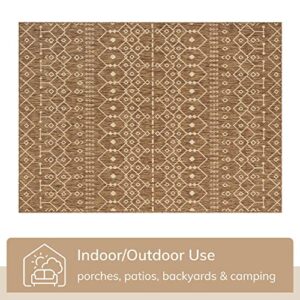 Well Woven Medusa Nord Moroccan Tribal Indoor/Outdoor Brown Flatweave 5'3" x 7'3" Area Rug