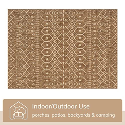 Well Woven Medusa Nord Moroccan Tribal Indoor/Outdoor Brown Flatweave 5'3" x 7'3" Area Rug