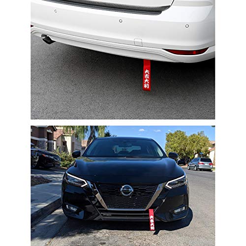 MOCHENT Tow Strap JDM - Sports Red Racing Tow Strap Car Modification Decorative Trailer Belt Personalized with Chinese Slogan Traction Rope Trailer Hook HF Fit for Front or Rear Front Bumper (Red)