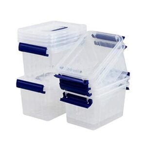 EudokkyNA 6-Pack 3 Liter Storage Box, Small Plastic Bin with Handle