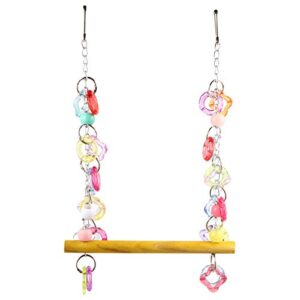 Pet Bird Swing Hanging Chewing Toy Parrot Stand Cage Swing Garden Decoration for Budgie Parakeet Cockatiel Conure Canary Finch