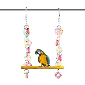 Pet Bird Swing Hanging Chewing Toy Parrot Stand Cage Swing Garden Decoration for Budgie Parakeet Cockatiel Conure Canary Finch