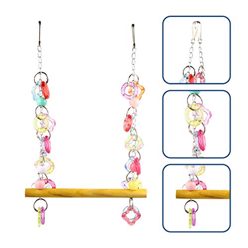 Pet Bird Swing Hanging Chewing Toy Parrot Stand Cage Swing Garden Decoration for Budgie Parakeet Cockatiel Conure Canary Finch