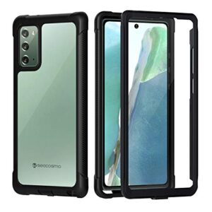 seacosmo note 20 case 5g, [shock absorption] full-body protective clear case with built-in screen protector, dual layer bumper cover hybrid phone case for samsung galaxy note20, black