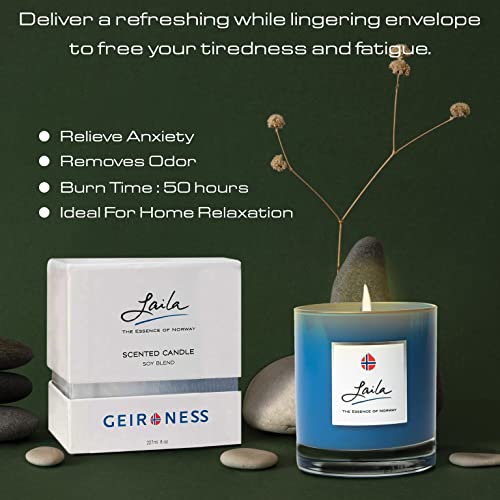 Laila Perfume Candle - Soy Wax Scented Candles For Home, Bathroom and Spa Room - Cotton Wick- Long Lasting Burn and Scent - Aromatherapy Candle with Relaxing Clean Fragrance