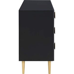 Meridian Furniture 842Black-D Zayne Collection Modern | Contemporary Dresser with Brushed Gold Metal Legs and Handle, 60" W x 18" D x 32" H, Black