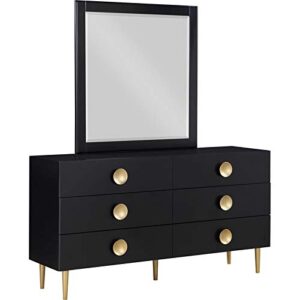 Meridian Furniture 842Black-D Zayne Collection Modern | Contemporary Dresser with Brushed Gold Metal Legs and Handle, 60" W x 18" D x 32" H, Black