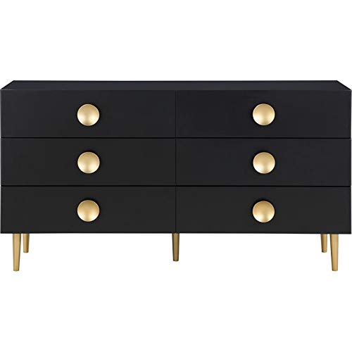 Meridian Furniture 842Black-D Zayne Collection Modern | Contemporary Dresser with Brushed Gold Metal Legs and Handle, 60" W x 18" D x 32" H, Black