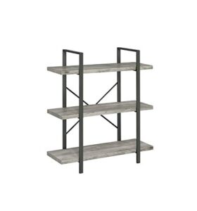 coaster furniture bookcase grey driftwood and gunmetal 805815