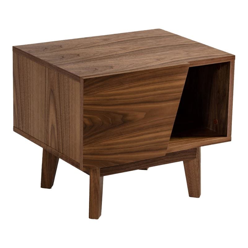 Limari Home Valbert Collection Mid-Century Bedroom Veneer Finished 1-Drawer Nightstand, Walnut