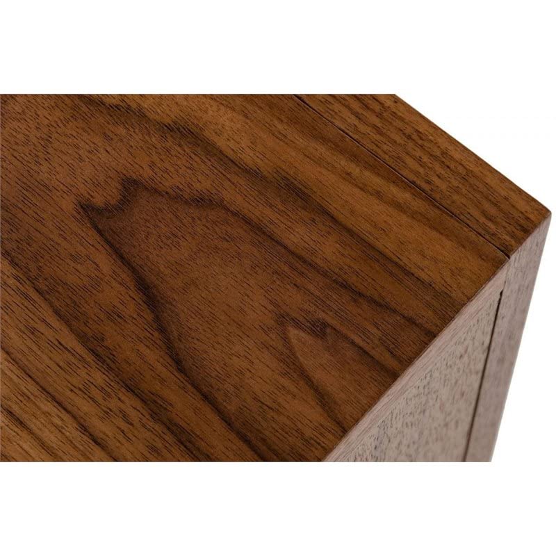 Limari Home Valbert Collection Mid-Century Bedroom Veneer Finished 1-Drawer Nightstand, Walnut