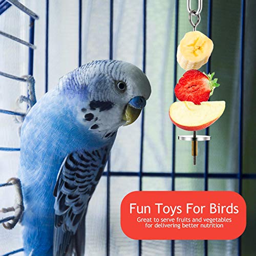 3PCS Bird Skewer Bird Food Holder Bird Feeders Stainless Steel Bird Parrot Skewer Small Animal Fruit Vegetable Holder Foraging Hanging Food Feeder for Parrots Cockatoo Cockatiel Cage (20, 16, 12 cm)