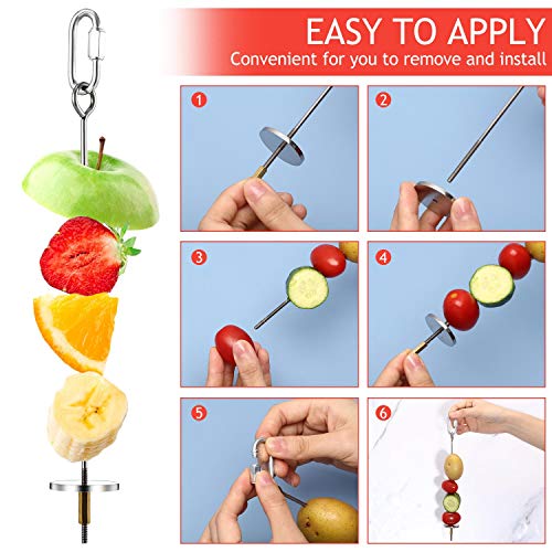 3PCS Bird Skewer Bird Food Holder Bird Feeders Stainless Steel Bird Parrot Skewer Small Animal Fruit Vegetable Holder Foraging Hanging Food Feeder for Parrots Cockatoo Cockatiel Cage (20, 16, 12 cm)