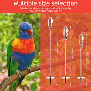 3PCS Bird Skewer Bird Food Holder Bird Feeders Stainless Steel Bird Parrot Skewer Small Animal Fruit Vegetable Holder Foraging Hanging Food Feeder for Parrots Cockatoo Cockatiel Cage (20, 16, 12 cm)