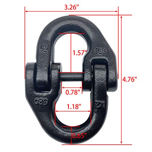 ENIXWILL 2pc 1/2 inch Tow Hitch Safety Chain Hammerlock Connector Link Grade 80 Coupling Link