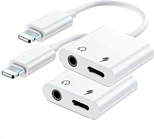 [Apple MFi Certified] 2 Pack Headphone Adapter for iPhone Charger,3.5 mm Headphone Jack Aux Dongle Charger & Audio Cable for iPhone 11/11 Pro/X/XS/XR/8/7 Support All iOS System