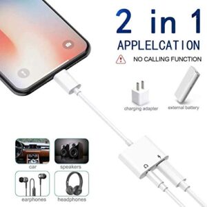 [Apple MFi Certified] 2 Pack Headphone Adapter for iPhone Charger,3.5 mm Headphone Jack Aux Dongle Charger & Audio Cable for iPhone 11/11 Pro/X/XS/XR/8/7 Support All iOS System