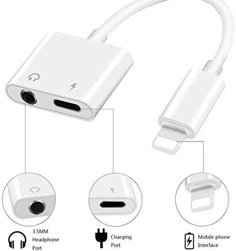 [Apple MFi Certified] 2 Pack Headphone Adapter for iPhone Charger,3.5 mm Headphone Jack Aux Dongle Charger & Audio Cable for iPhone 11/11 Pro/X/XS/XR/8/7 Support All iOS System