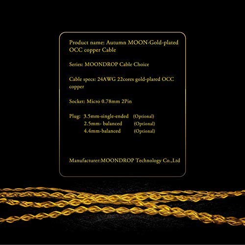 Moondrop Autumn Moon 24AWG 22Core 6N Gold-Plated OCC Copper 2pin 0.78mm Earphone Upgrade Cable (4.4mm)