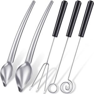 3 pieces candy dipping tools chocolate dipping fork spoons set 2 pieces culinary decorating spoons chef art pencil for decorative plates stainless steel chef spoon