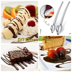 3 Pieces Candy Dipping Tools Chocolate Dipping Fork Spoons Set 2 Pieces Culinary Decorating Spoons Chef Art Pencil for Decorative Plates Stainless Steel Chef Spoon