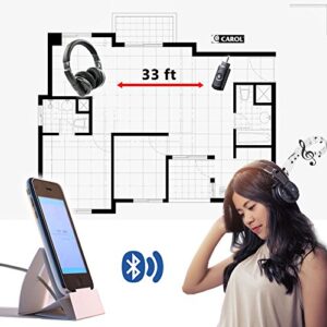 CAROL Wireless Headphone Bluetooth with Transmitter and Receiver Comfort Fit, Hi-Res Audio, BTH-830 Black, Detachable Over Ear Foldable Headphone