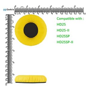 Geekria QuickFit Leatherette Replacement Ear Pads for Sennheiser HD25, HD25-II, HD25SP, HD25SP-II, Limited 75th Anniversary Edition Headphones Earpads, Ear Cushion Repair Parts (Yellow)