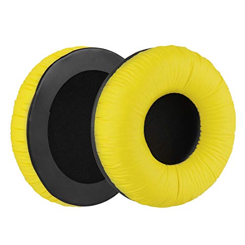 Geekria QuickFit Leatherette Replacement Ear Pads for Sennheiser HD25, HD25-II, HD25SP, HD25SP-II, Limited 75th Anniversary Edition Headphones Earpads, Ear Cushion Repair Parts (Yellow)