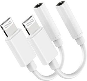 [apple mfi certified] lightning to 3.5 mm headphone jack adapter, 2 pack earphone audio jack aux, dongle cable compatible with iphone 13/12/11 pro/xr/xs max/x/8/7 support all ios& music control