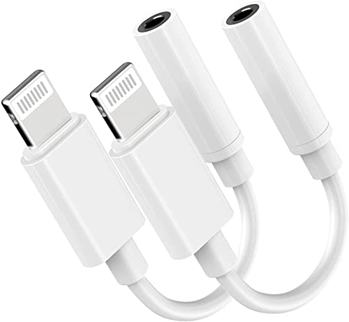 [Apple MFi Certified] Lightning to 3.5 mm Headphone Jack Adapter, 2 Pack Earphone Audio Jack Aux, Dongle Cable Compatible with iPhone 13/12/11 Pro/XR/XS Max/X/8/7 Support All iOS& Music Control