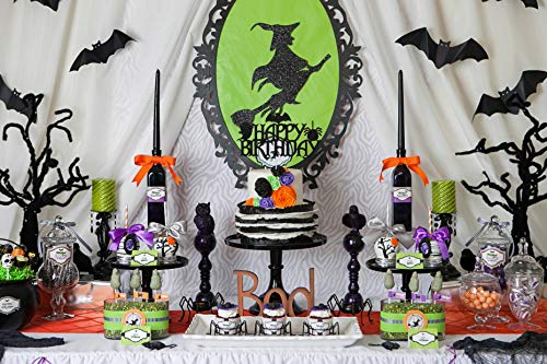 Black Glittery Halloween Birthday Cake Topper, Bat Cake Topper, Boo Cake Topper, Ghost Cake Topper, Halloween Cake Toppers, Boo Day Cake Topper, Halloween Birthday Decorations