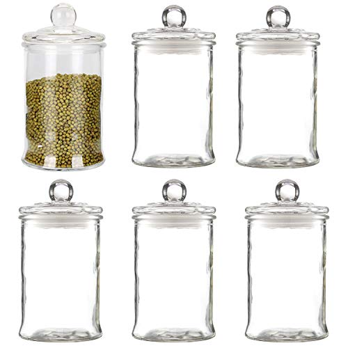 Maredash Glass Apothecary Jars 24 oz,Bathroom Storage Organizer with lids - Glass canisters Jar Cotton Ball Holder Set of 6