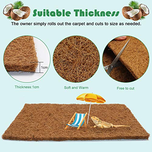 BWOGUE Reptile Carpet Natural Coconut Fiber Tortoise Lizard Mat,3 Pack Pet Terrarium Liner for Lizard Snakes Chamelon Geckos Turtle Bedding Mat Reptile Supplies