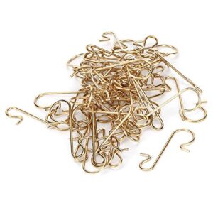 fdit mini 1-inch s hooks, metal hangers hanging hooks multi-purpose metal s-shaped hooks for diy crafts decoration, pack of 100(gold)
