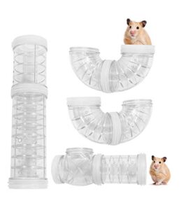 wishlotus hamster tubes, adventure external pipe set transparent materialhamster cage & accessories hamster toys to expand space diy creative connection tunnel track rat toy (white)