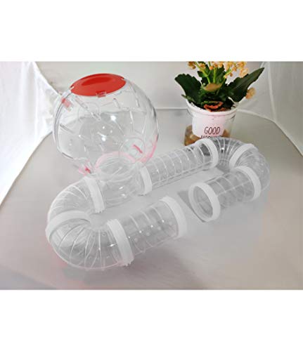 WishLotus Hamster Tubes, Adventure External Pipe Set Transparent MaterialHamster Cage & Accessories Hamster Toys to Expand Space DIY Creative Connection Tunnel Track Rat Toy (White)