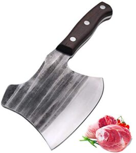 kitory frozen meat cleaver, massive forged super heavy duty kitchen axe knife, axes butcher chopper for big bone and frozen meat -1.68 lb-k2
