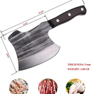 Kitory Frozen Meat Cleaver, Massive Forged Super Heavy Duty Kitchen Axe Knife, Axes Butcher Chopper for big bone and frozen meat -1.68 LB-K2