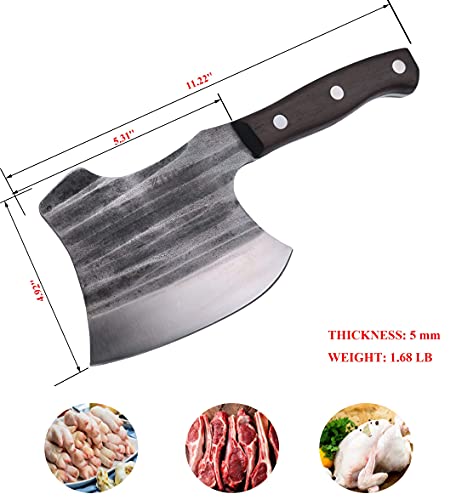 Kitory Frozen Meat Cleaver, Massive Forged Super Heavy Duty Kitchen Axe Knife, Axes Butcher Chopper for big bone and frozen meat -1.68 LB-K2