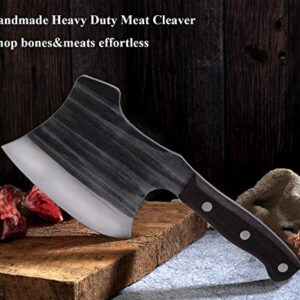 Kitory Frozen Meat Cleaver, Massive Forged Super Heavy Duty Kitchen Axe Knife, Axes Butcher Chopper for big bone and frozen meat -1.68 LB-K2