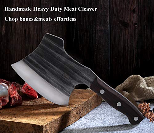 Kitory Frozen Meat Cleaver, Massive Forged Super Heavy Duty Kitchen Axe Knife, Axes Butcher Chopper for big bone and frozen meat -1.68 LB-K2