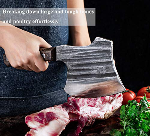 Kitory Frozen Meat Cleaver, Massive Forged Super Heavy Duty Kitchen Axe Knife, Axes Butcher Chopper for big bone and frozen meat -1.68 LB-K2