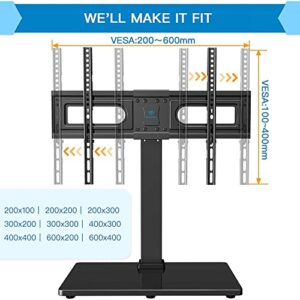 PERLESMITH Universal Swivel TV Stand Mount for 37-65,70,75 Inch LCD OLED Flat/Curved Screen TVs-Height Adjustable Table Top TV Stand/Base with Wire Management,VESA 600x400mm up to 88lbs,PSTVS18