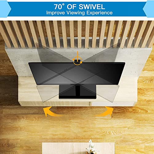 PERLESMITH Universal Swivel TV Stand Mount for 37-65,70,75 Inch LCD OLED Flat/Curved Screen TVs-Height Adjustable Table Top TV Stand/Base with Wire Management,VESA 600x400mm up to 88lbs,PSTVS18